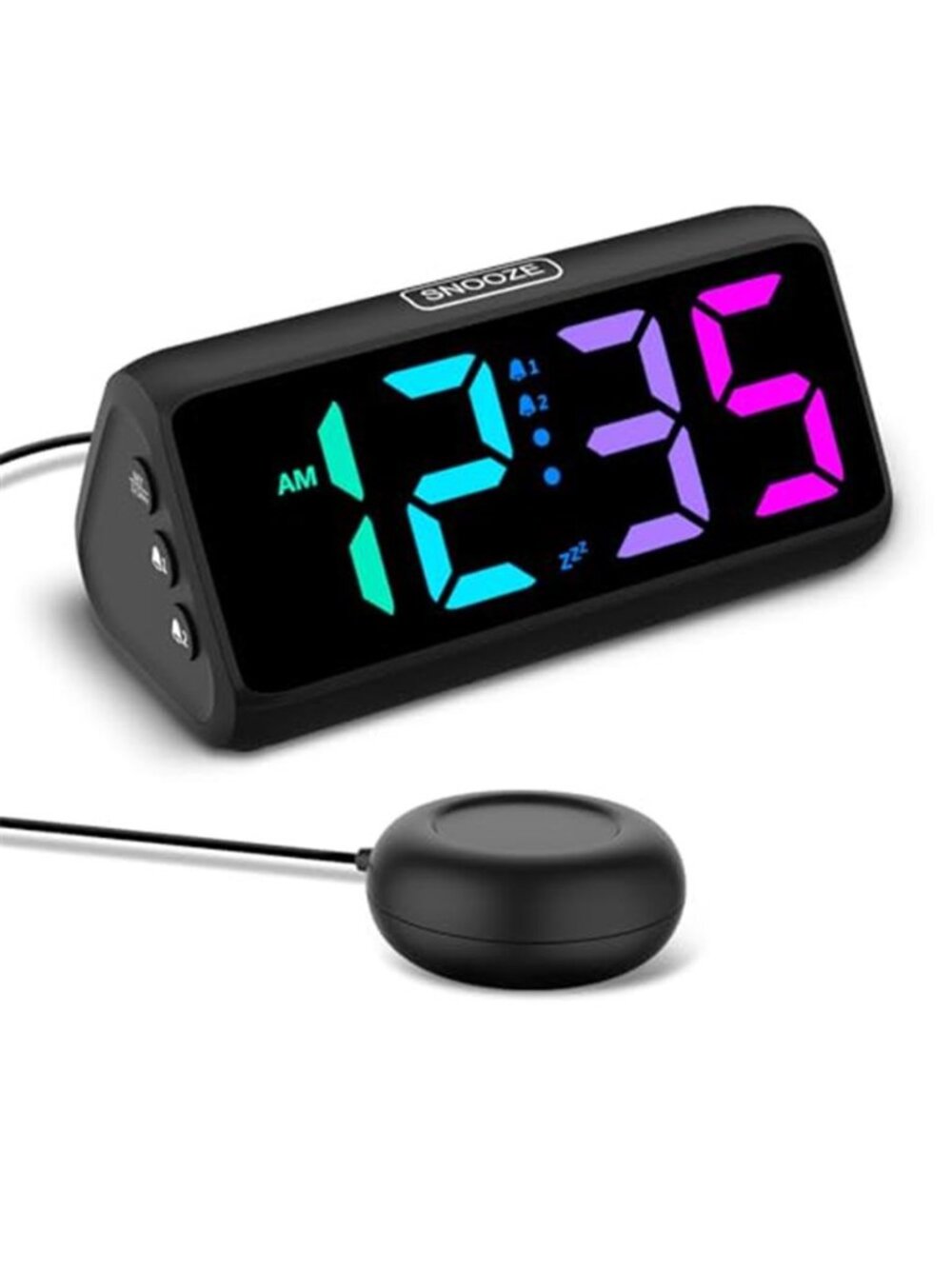 Loud Alarm Clock Heavy Sleepers Bed Shaker RGB Digital Clock Vibrating